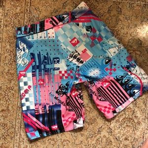 Quiksilver Blue and Pink Graphic Board Shorts